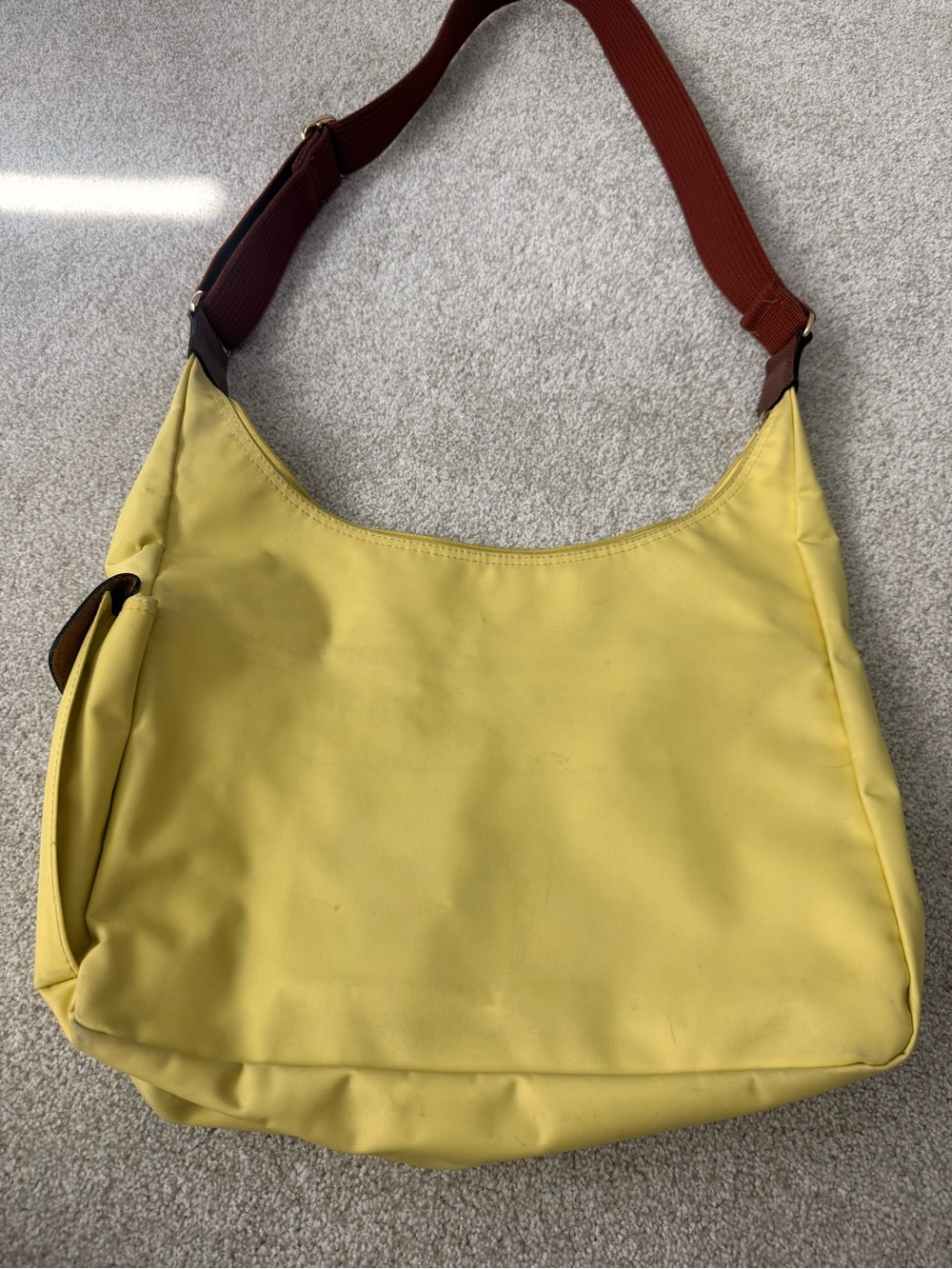 Yellow Shoulder Tote Bag with Brown Strap - Picture 4 of 14